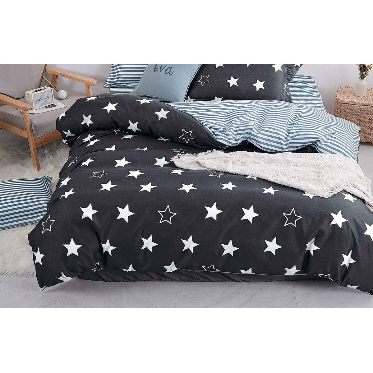 Lenjerie de pat bumbac satinat cu elastic