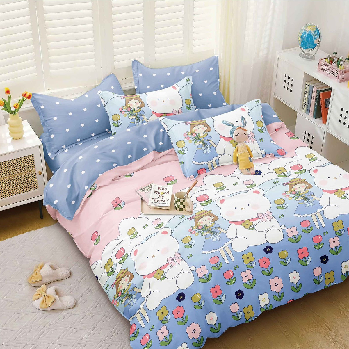 Lenjerie de pat bumbac satinat cu elastic