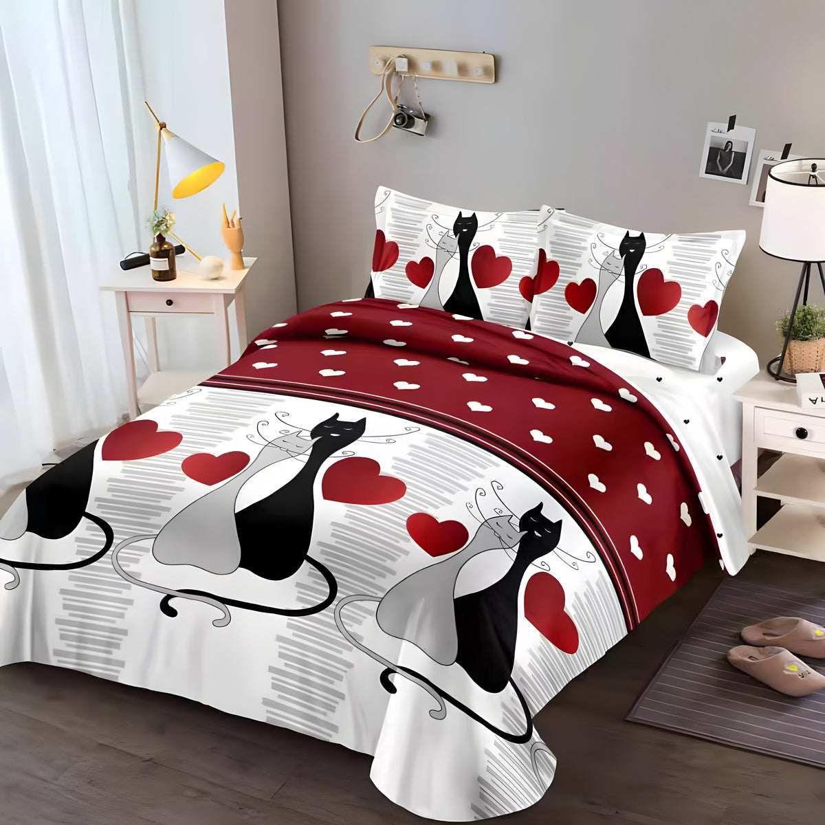 Lenjerie de pat bumbac satinat cu elastic
