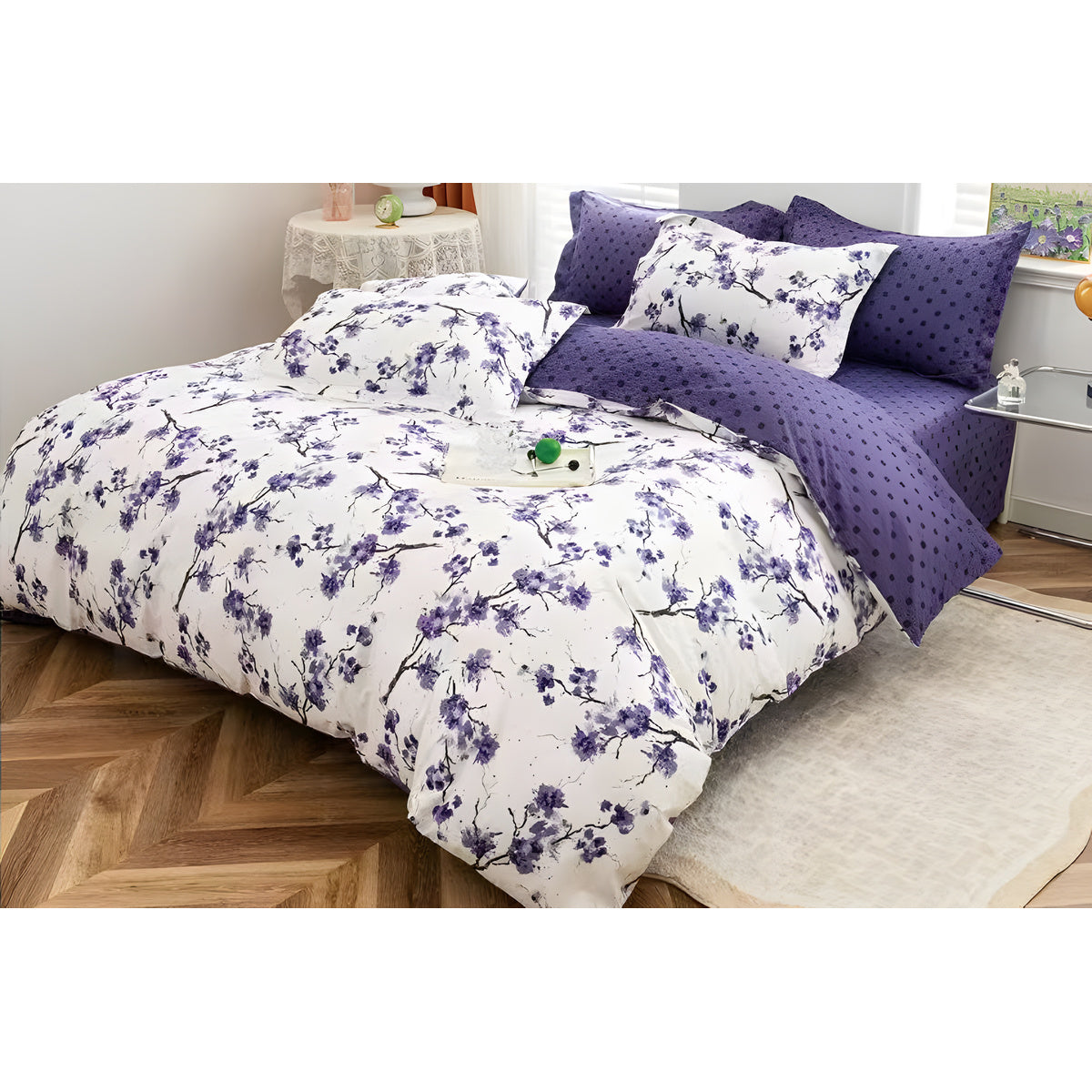 Lenjerie de pat bumbac satinat cu elastic