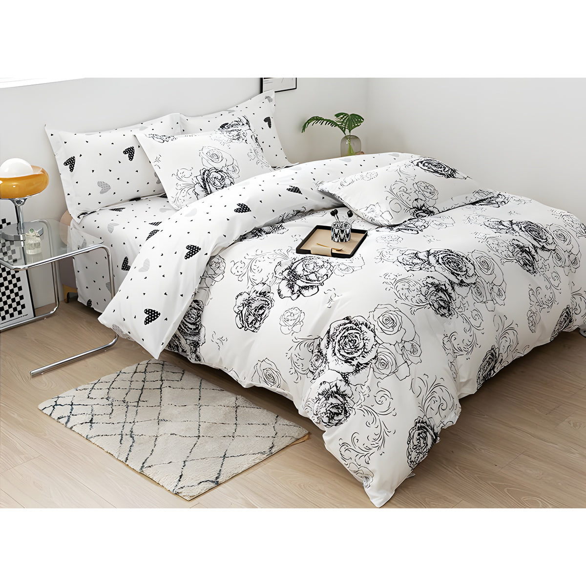 Lenjerie de pat bumbac satinat cu elastic