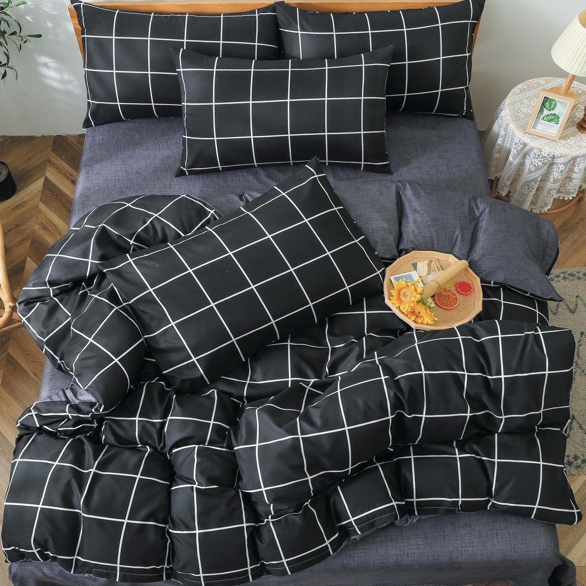 Lenjerie de pat bumbac satinat cu elastic