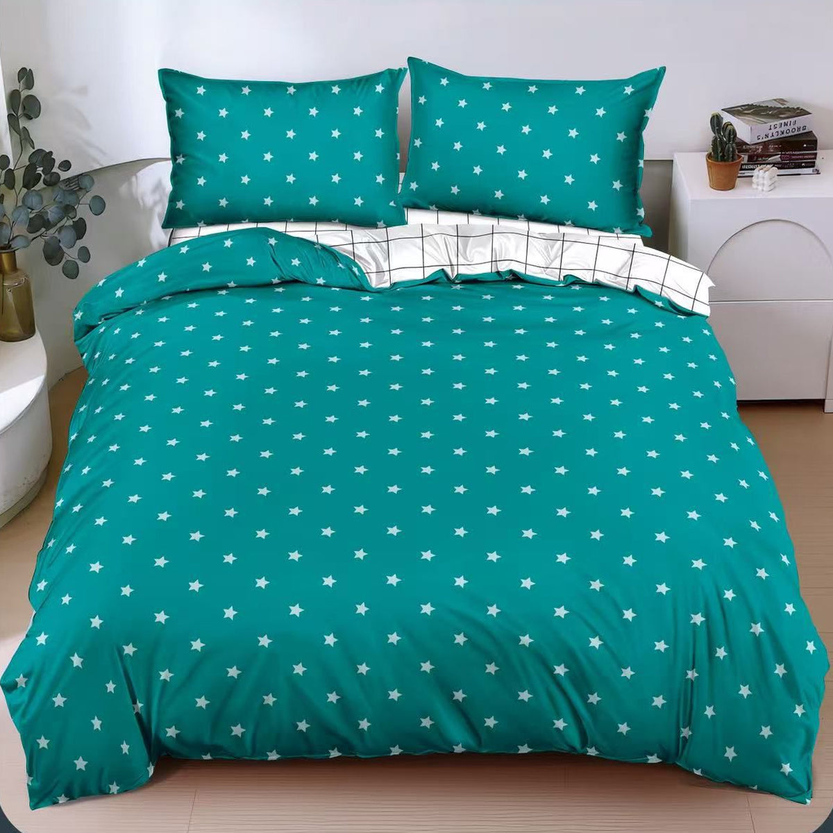 Lenjerie de pat bumbac satinat cu elastic