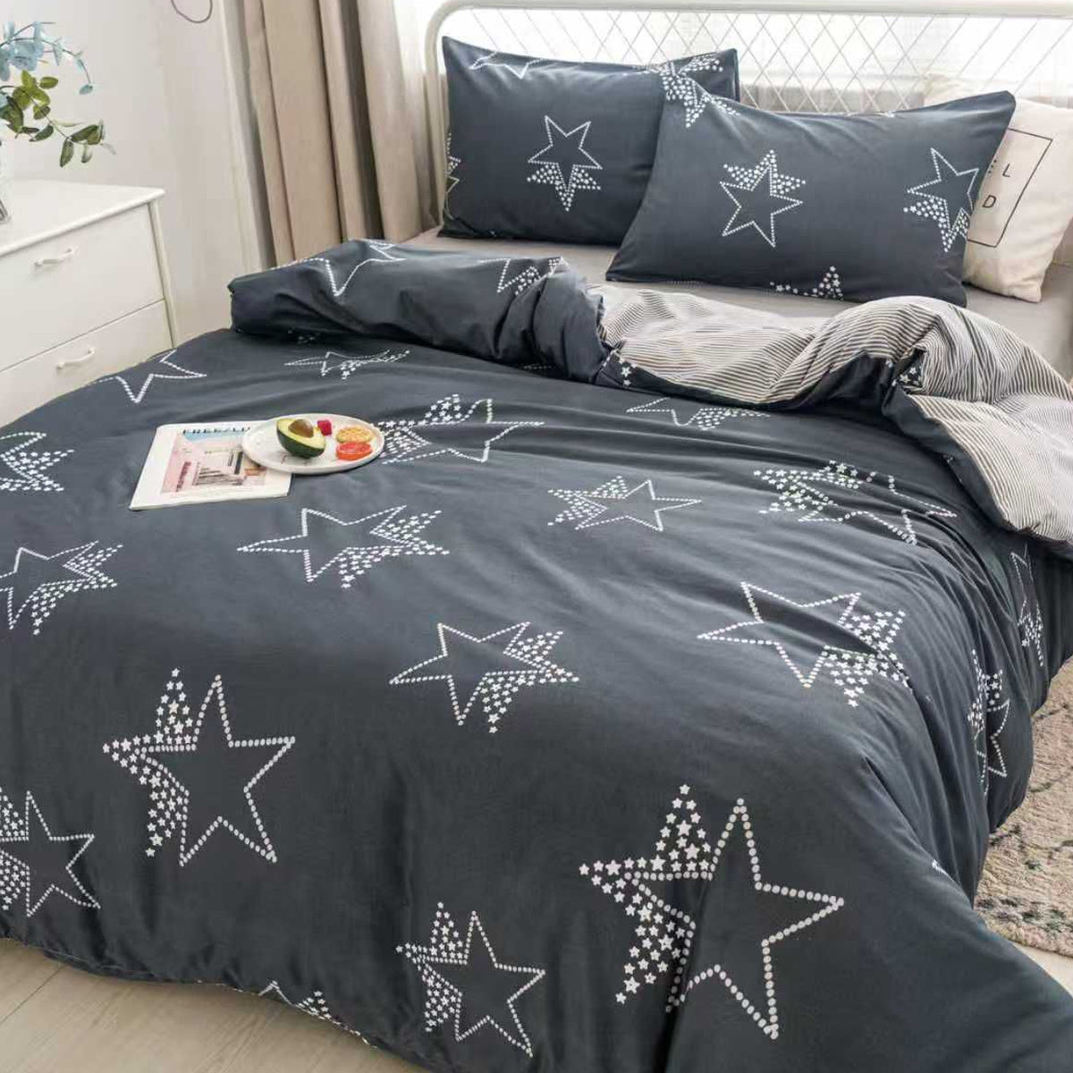 Lenjerie de pat bumbac satinat cu elastic
