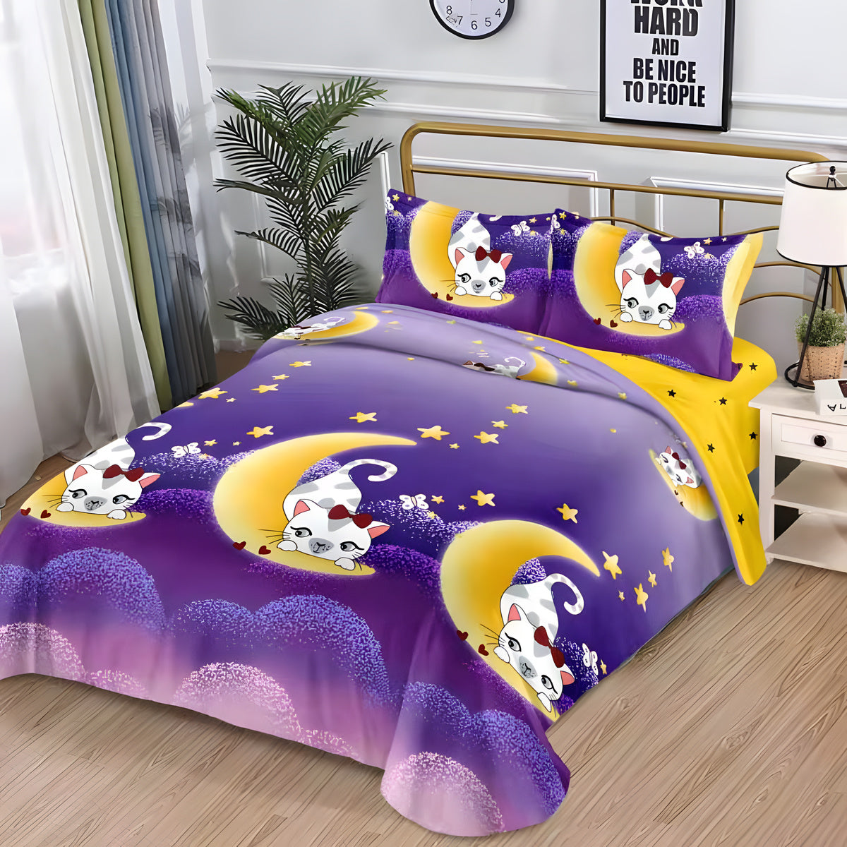 Lenjerie de pat bumbac satinat cu elastic