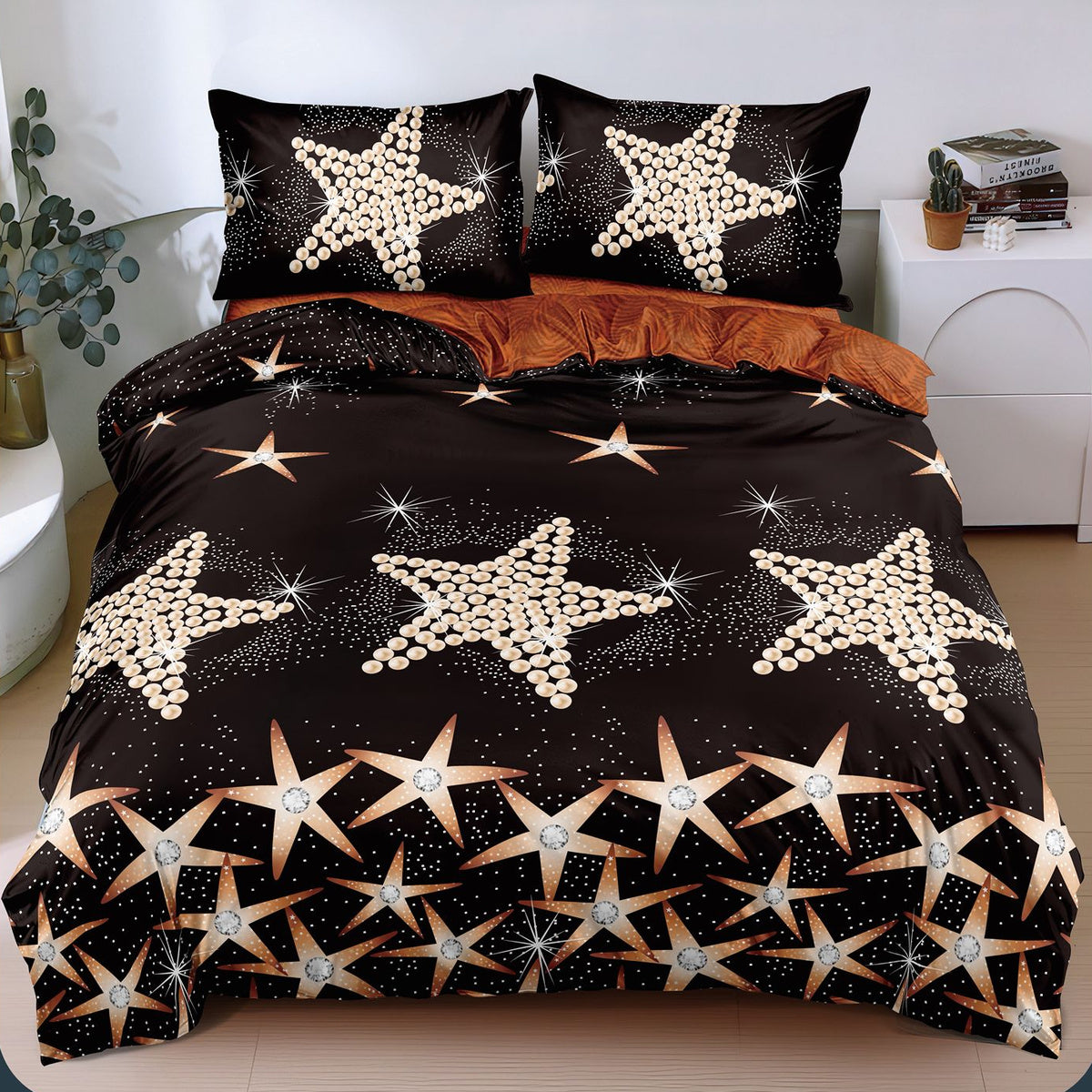 Lenjerie de pat bumbac satinat cu elastic