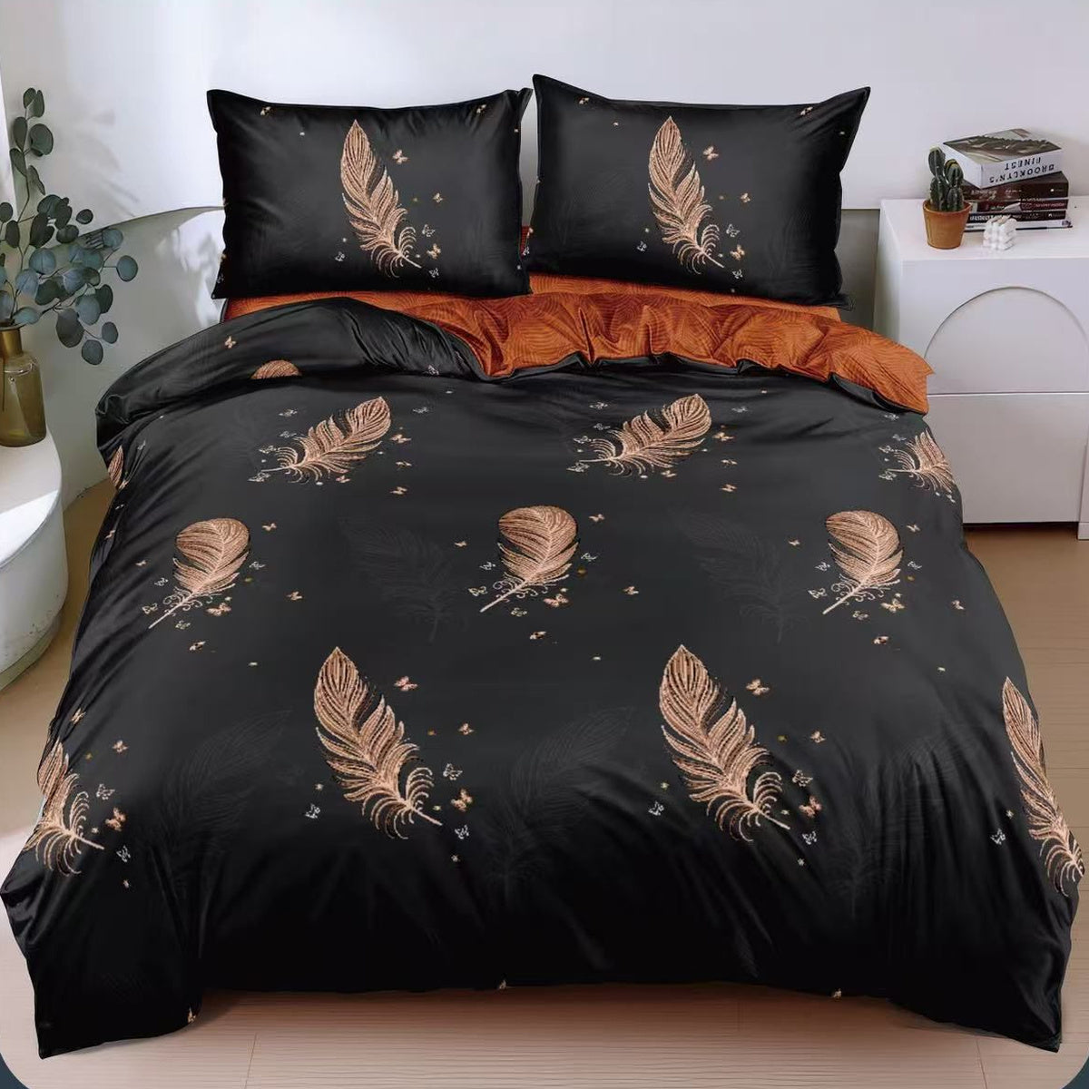 Lenjerie de pat bumbac satinat cu elastic